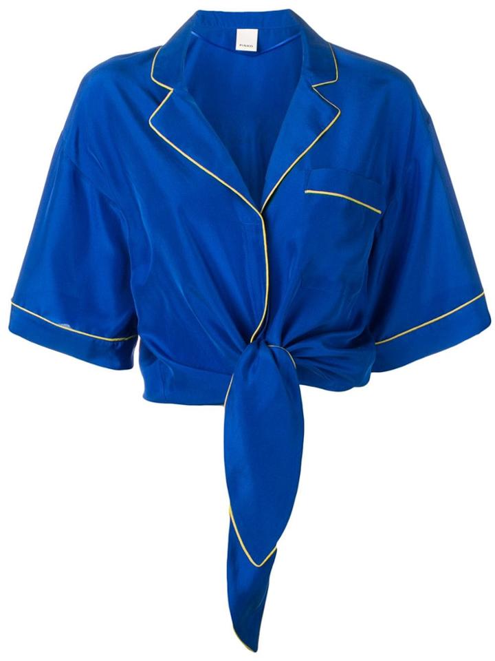 Pinko Preppy In Pink Cropped Pyjama Shirt - Blue