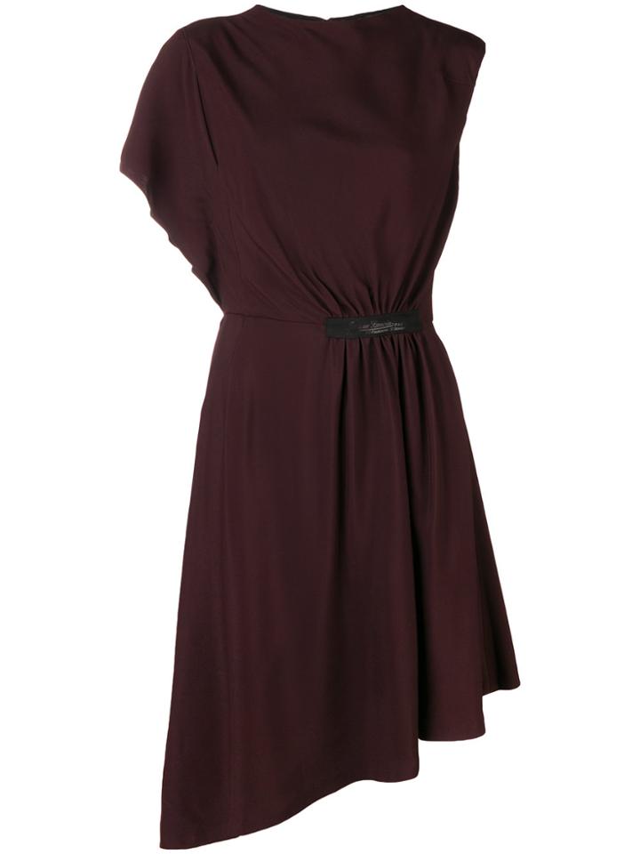 Lanvin Crepe Asymmetric Midi Dress - Red