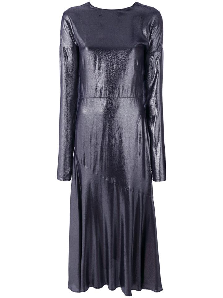 Cédric Charlier Crepe De Chine Long Dress - Metallic