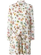 Saint Laurent Star Print Shirt Dress, Women's, Size: 38, Nude/neutrals, Viscose/silk
