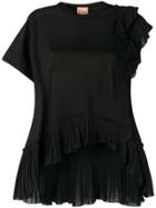 Nude Pleated Asymmetric Top - Black