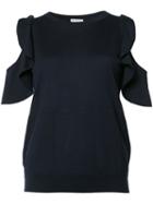 Brunello Cucinelli Cold Shoulder Knit Top, Women's, Size: Small, Blue, Cashmere/virgin Wool