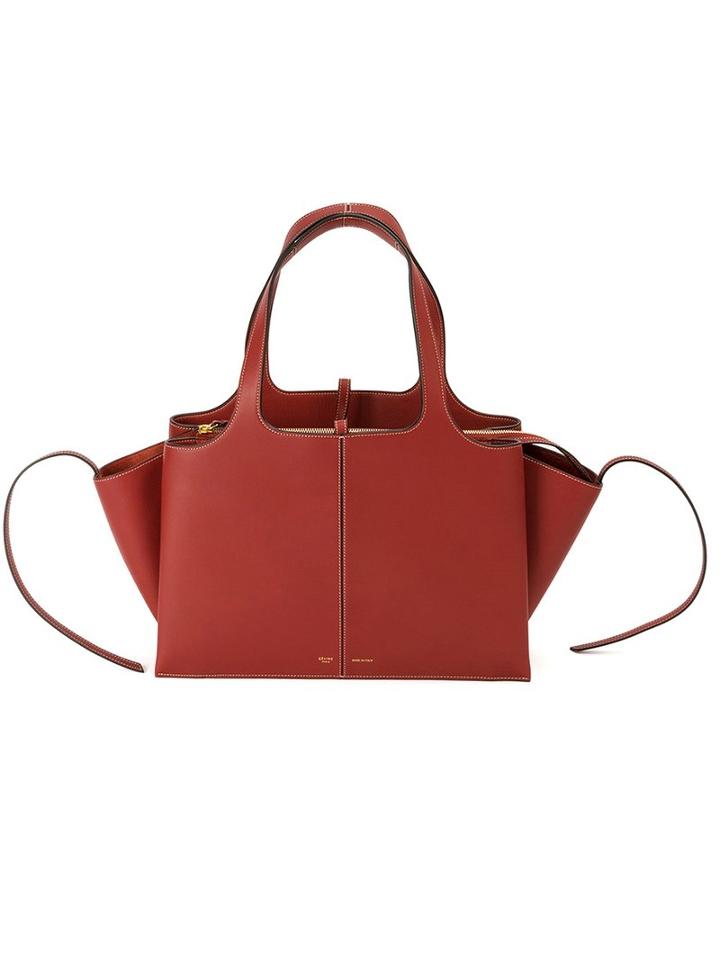 Céline Medium Tri-fold Bag, Women's, Red, Calf Leather