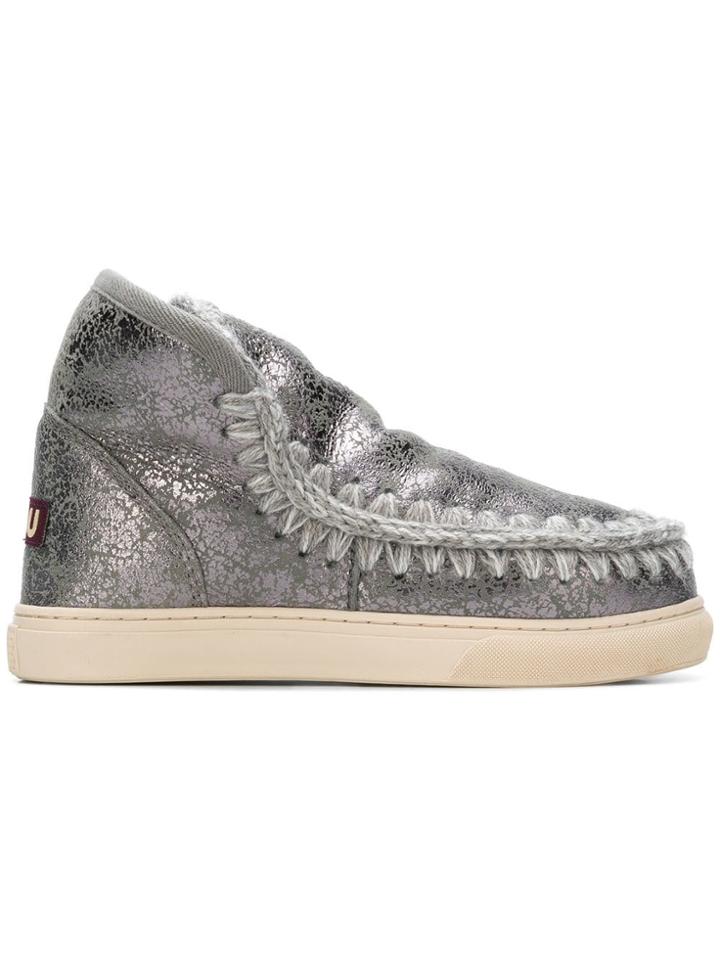 Mou Whipstitched Ankle Boots - Metallic