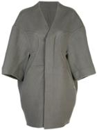 Rick Owens Collarless Oversized Coat - Grey