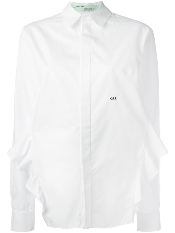 Off-white Ruffled Detail Shirt, Women's, Size: Xs, White, Cotton