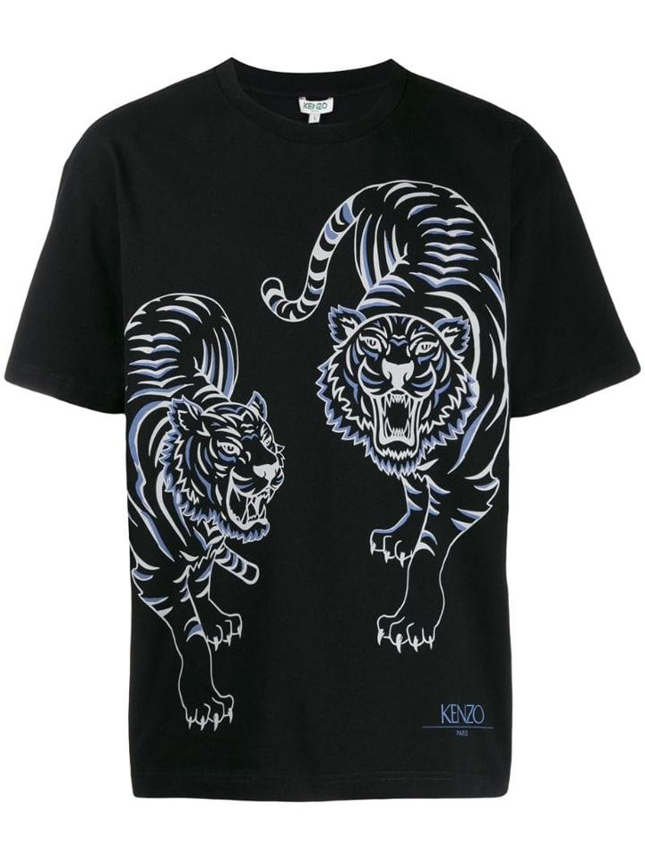 Kenzo Double Tiger Print T-shirt - Black