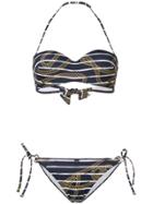 Ea7 Emporio Armani Striped Rope-print Bikini - Blue