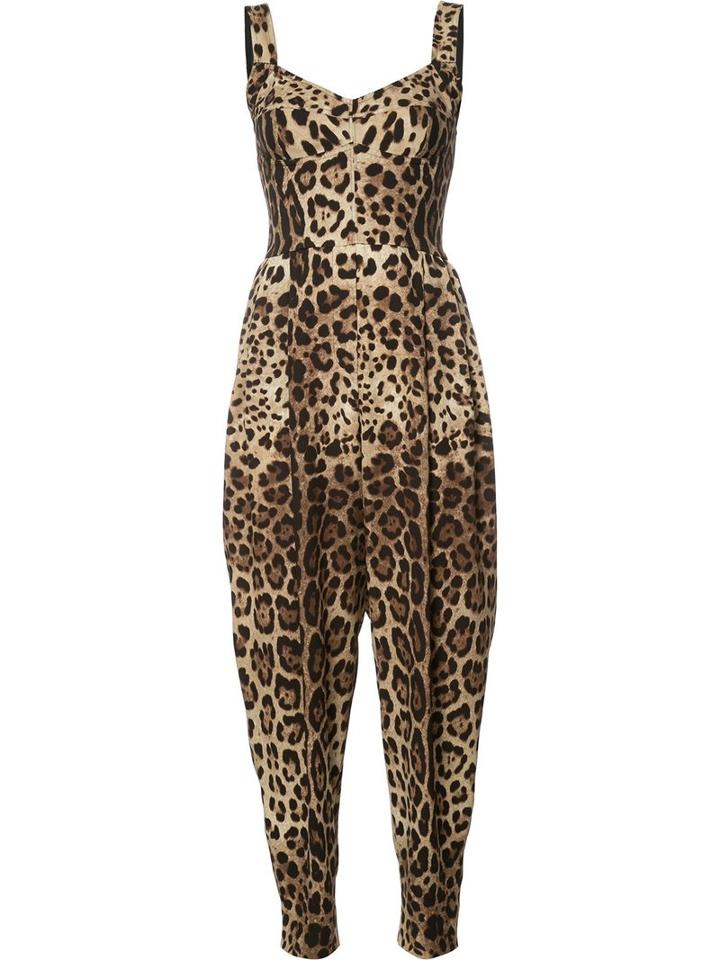 Dolce & Gabbana Leopard Print Jumpsuit, Women's, Size: 40, Brown, Silk/polyamide/spandex/elastane