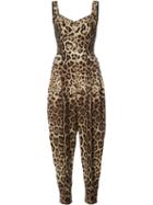 Dolce & Gabbana Leopard Print Jumpsuit, Women's, Size: 40, Brown, Silk/polyamide/spandex/elastane