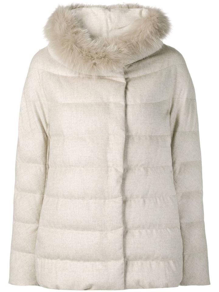 Herno Fox Fur Trim Padded Jacket - Nude & Neutrals