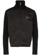 Prada Turtleneck Zip-up Cardigan - Black