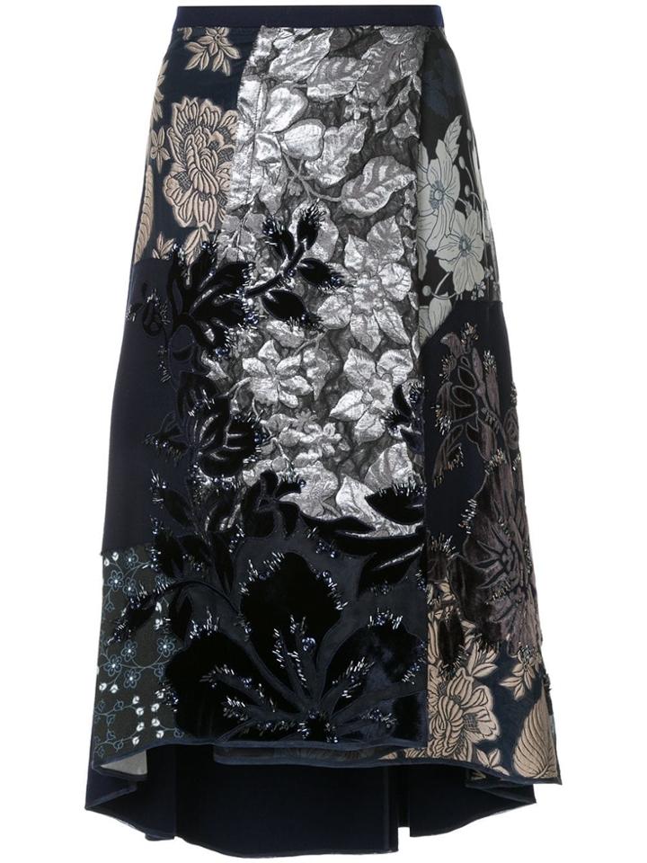 Biyan Embroidered Asymmetrical Skirt - Blue