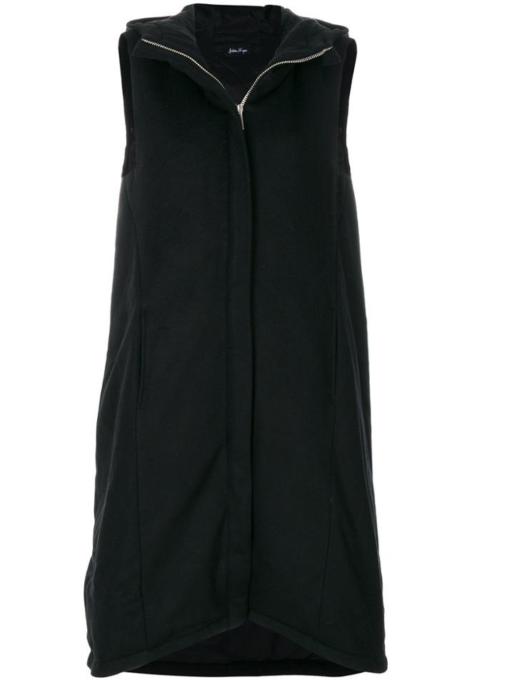 Andrea Ya'aqov Zip Up Sleeveless Hooded Coat - Black