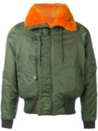Liska Fur Trim Bomber Jacket, Adult Unisex, Size: Medium, Green, Mink Fur/nylon