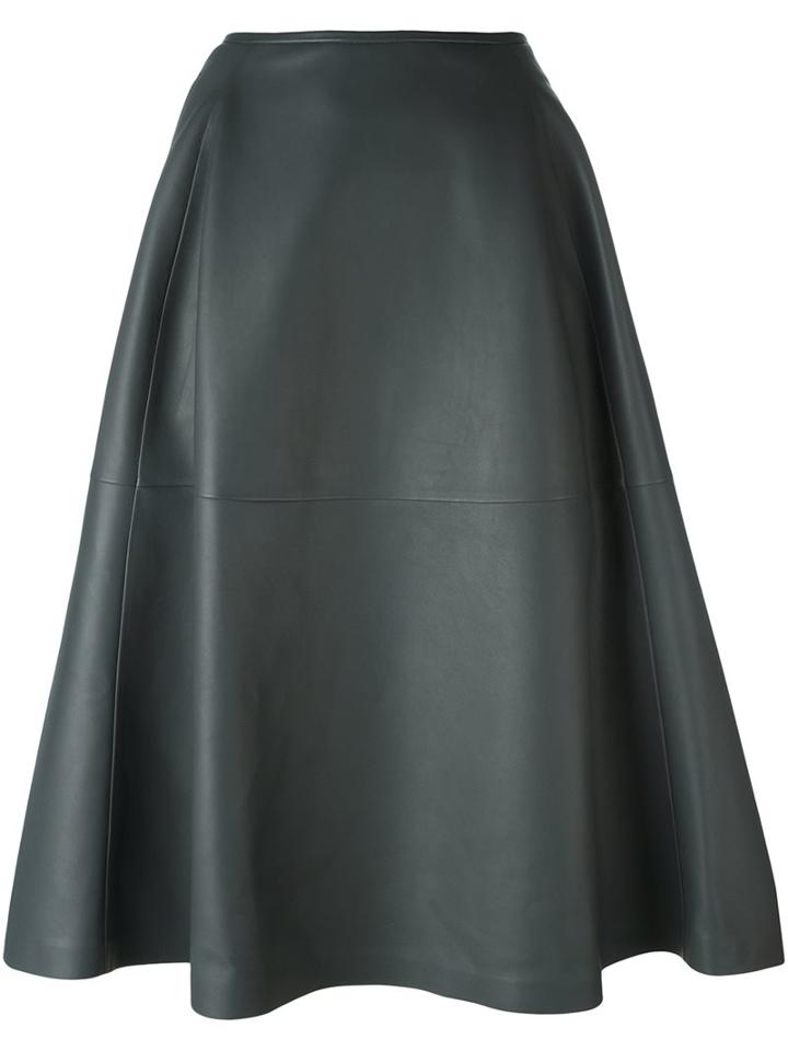 Jil Sander Leather Skirt, Women's, Size: 34, Grey, Lamb Skin