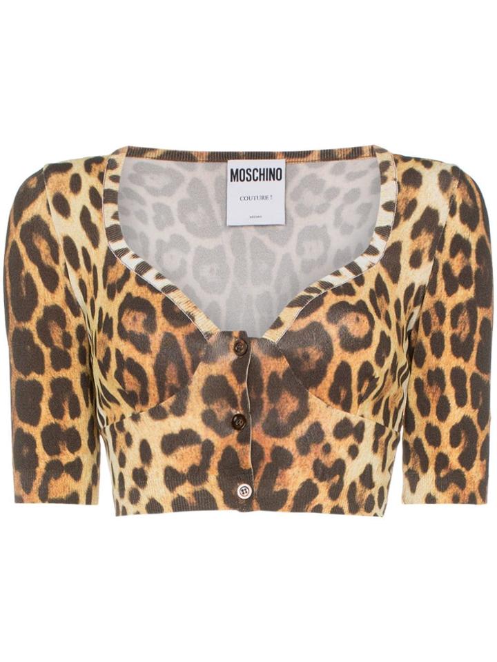 Moschino Leopard Print Crop Top - Brown