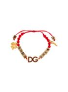 Dolce & Gabbana Logo Boys Beaded Cord Bracelet - Red