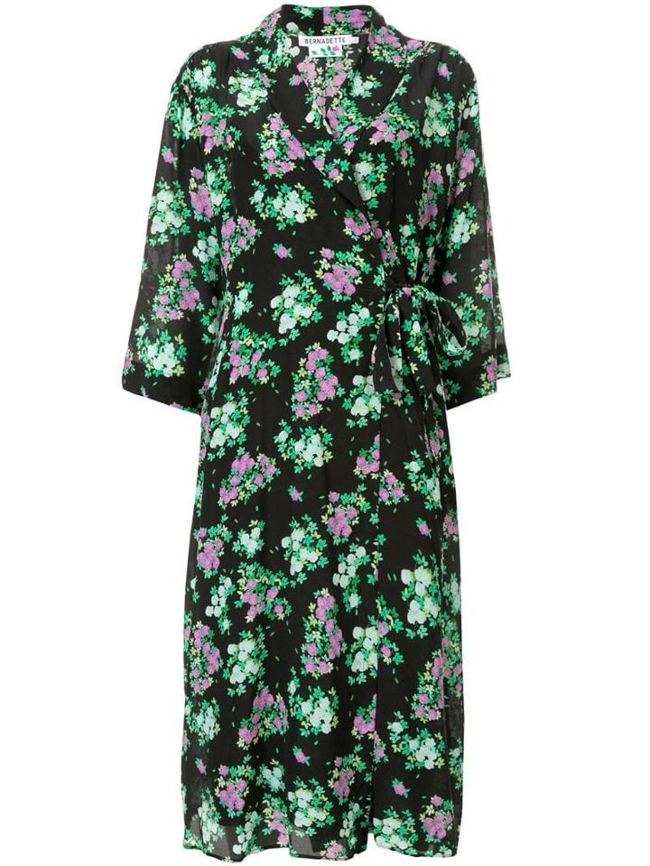 Bernadette Floral Print Wrap Dress - Black