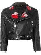 Philipp Plein For Love Biker Jacket, Women's, Size: S, Black, Lamb Skin/acetate