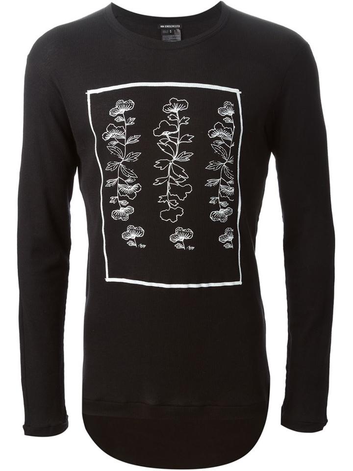 Ann Demeulemeester Flower Print Sweater, Men's, Size: Xxs, Black, Cotton