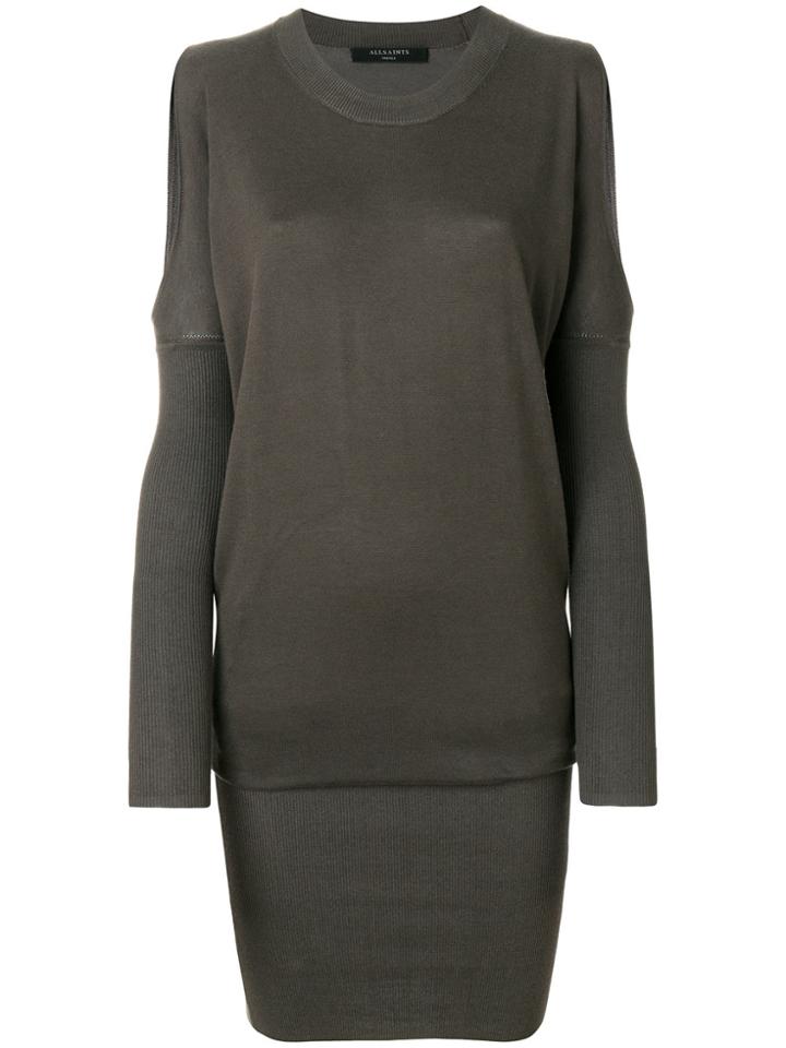 All Saints Cut Out Shoulders Sweater Dress - Green