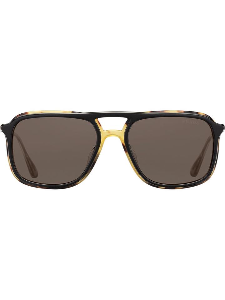 Prada Eyewear Oversized Tortoiseshell Sunglasses - Black