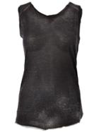 Avant Toi Back Trim Detail Semi Sheer Tank, Women's, Size: Xs, Black, Cotton/polyamide/viscose