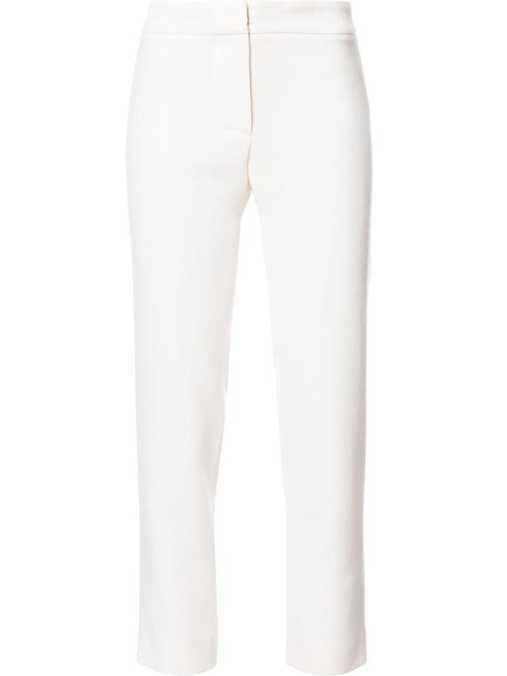 Carolina Herrera Slim-fit Cropped Tailored Trousers, Women's, Size: 8, White, Silk/virgin Wool