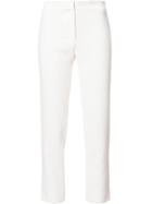 Carolina Herrera Slim-fit Cropped Tailored Trousers, Women's, Size: 8, White, Silk/virgin Wool