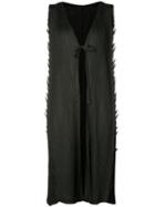 Pleats Please By Issey Miyake - Tied Front Elongated Tank - Women - Polyester - 4, Black, Polyester