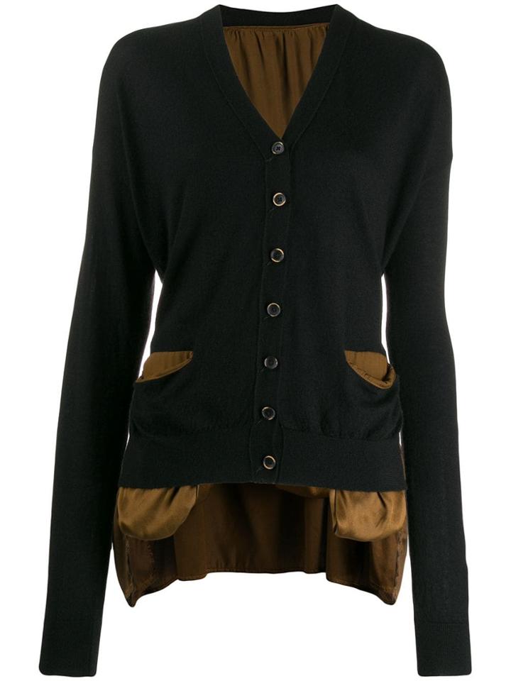 Uma Wang Oversized Contrast Cardigan - Brown