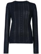 Oscar De La Renta Lace Stitch Lined Jumper, Women's, Size: Xs, Blue, Virgin Wool