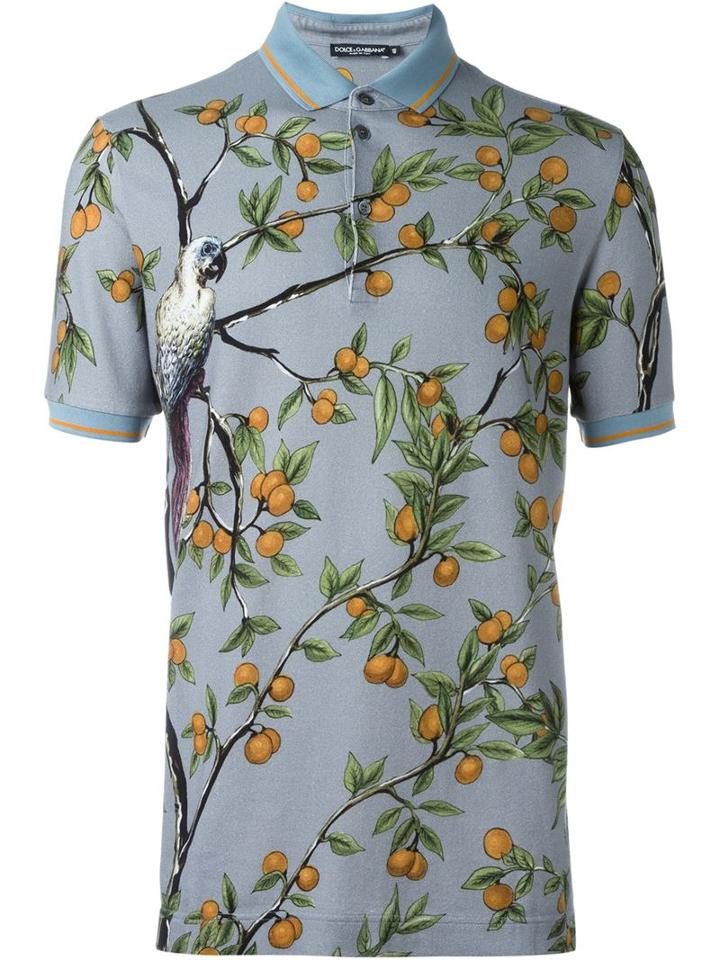 Dolce & Gabbana Orange Tree Printed Polo Shirt