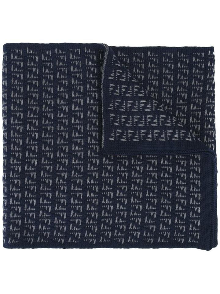 Fendi - Ff Logo Scarf - Men - Wool - One Size, Blue, Wool