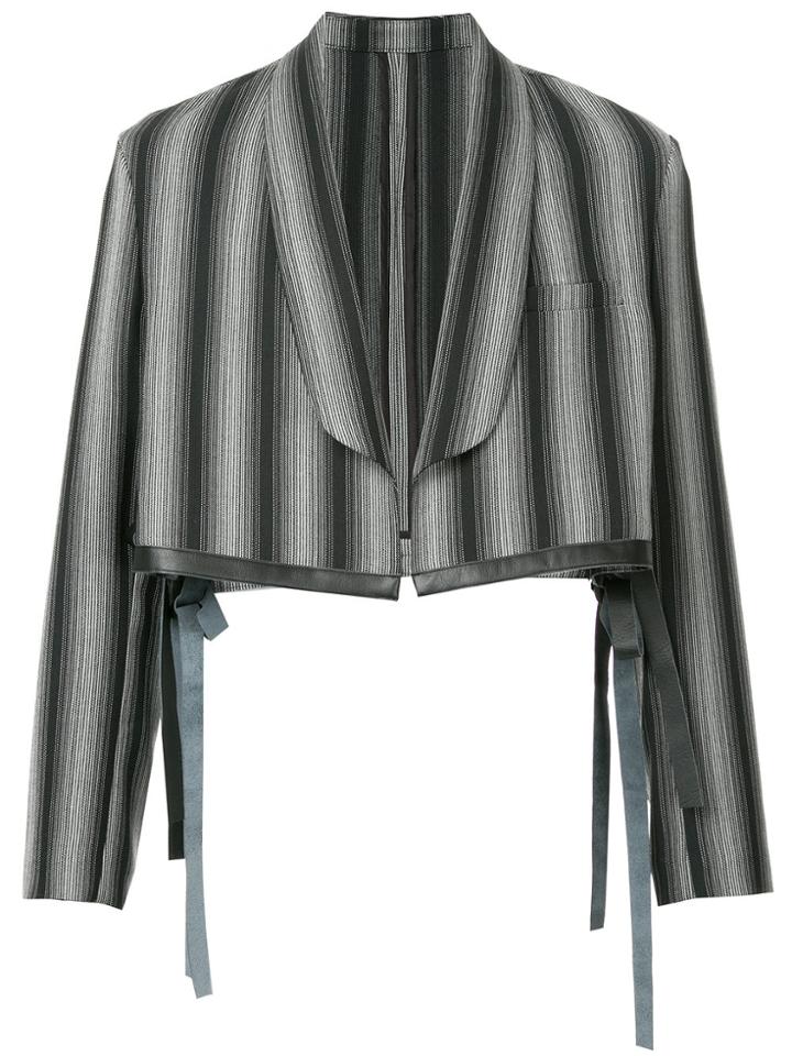 Undercover Cropped Striped Blazer - Black