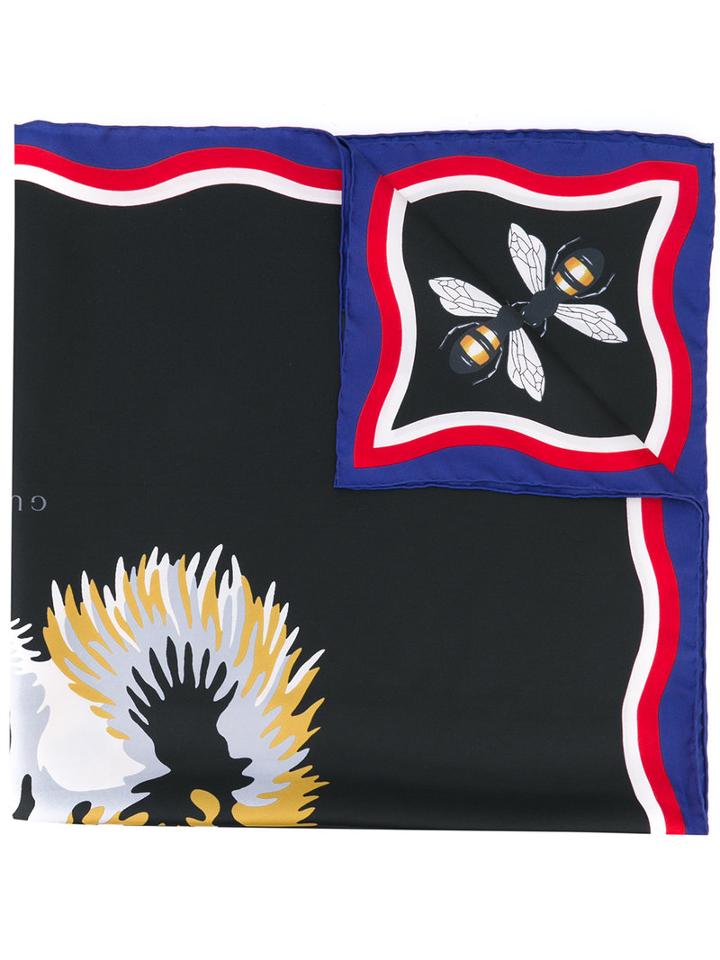 Gucci - Tiger And Bee Print Scarf - Men - Silk - One Size, Black, Silk