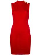 Balmain Ribbed Sleeveless Dress - Red