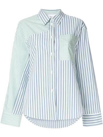Ports Pure Striped Print Panelled Shirt - White