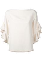 See By Chloé - Ruffled Crepe Blouse - Women - Polyester/spandex/elastane - 40, Nude/neutrals, Polyester/spandex/elastane