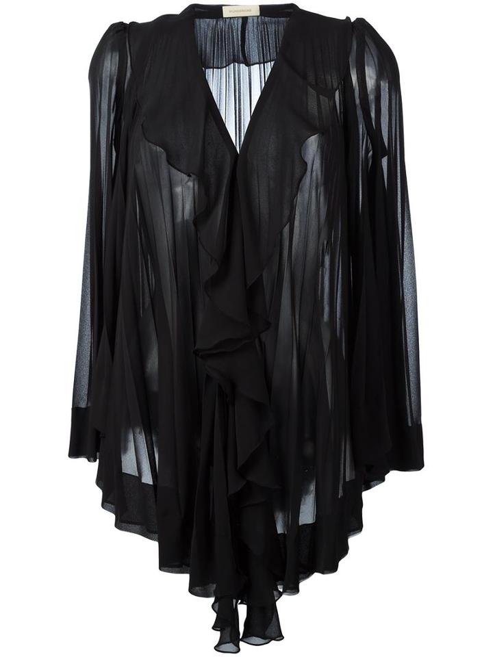 Wunderkind Ruffle Detail Blouse, Women's, Size: 34, Black, Polyester
