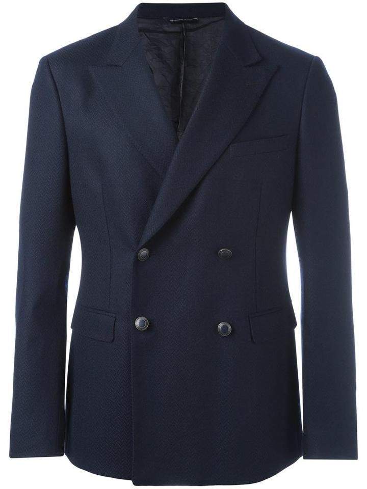 Tonello Double-breasted Suit Jacket, Men's, Size: 50, Blue, Cupro/viscose/cashmere/virgin Wool