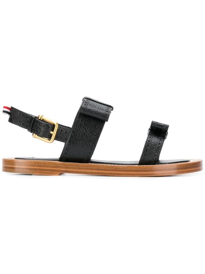 Thom Browne Brogued Bow 2-strap Sandal - Black