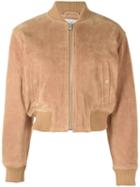 See By Chloé Cropped Bomber Jacket, Women's, Size: 40, Brown, Leather/viscose/polyester