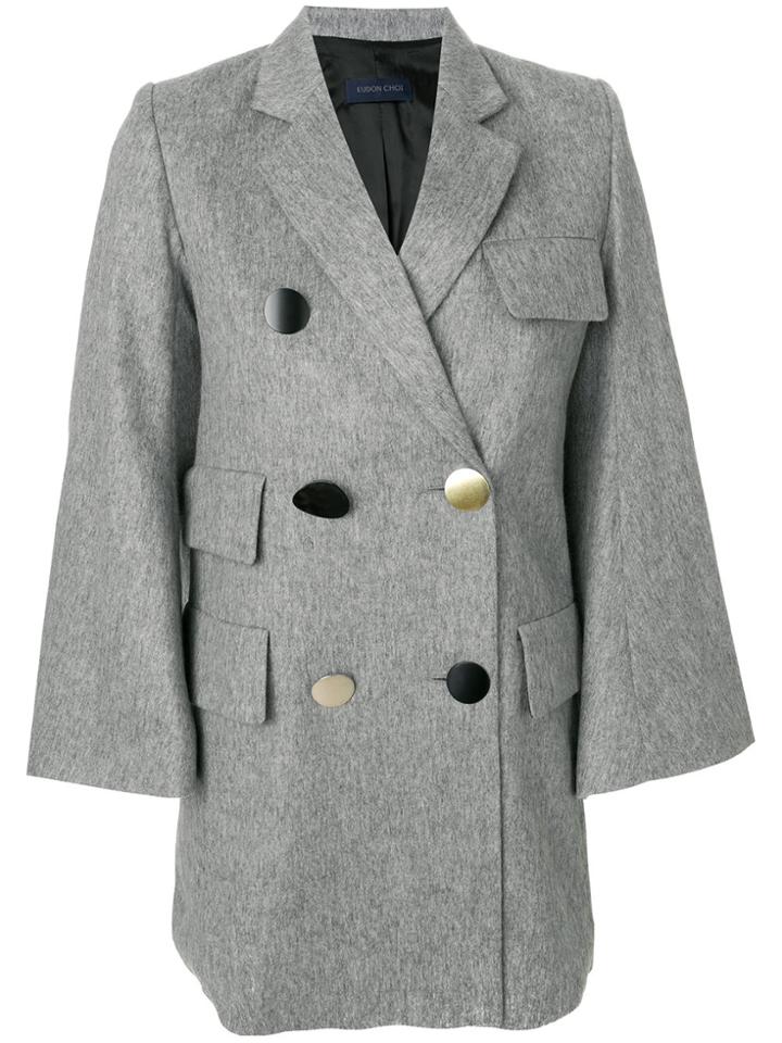 Eudon Choi Contrast Button Coat - Grey