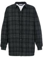 Raf Simons Tartan Print Padded Shirt Coat - Grey