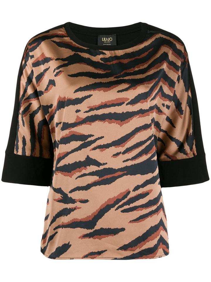 Liu Jo Tiger Print Boxy Top - Brown