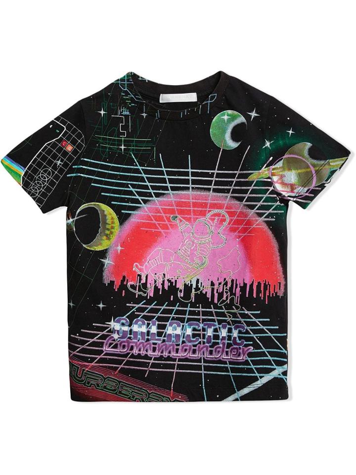 Burberry Kids Galactic Print Cotton T-shirt - Black