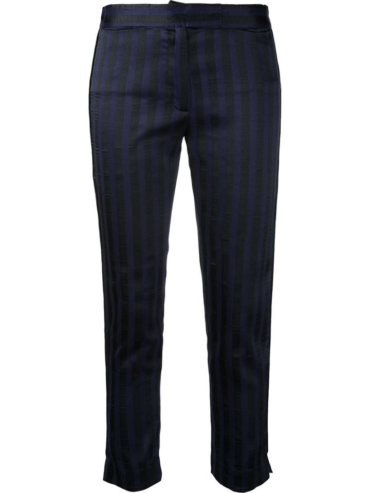 Ann Demeulemeester - Striped Skinny Trousers - Women - Silk/cotton/polyester - 36, Pink/purple, Silk/cotton/polyester