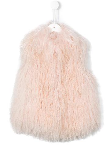 Butka Fur Fringed Design Gilet, Toddler Girl's, Size: 2 Yrs, Nude/neutrals